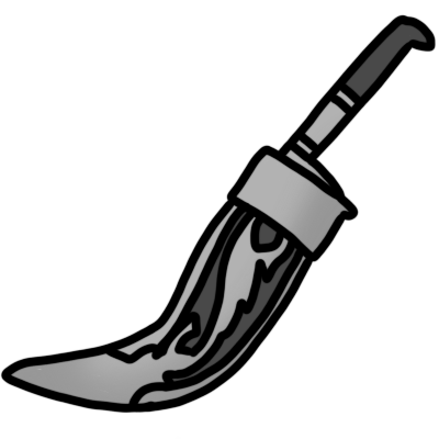 a kirpan in black and silver sheath.